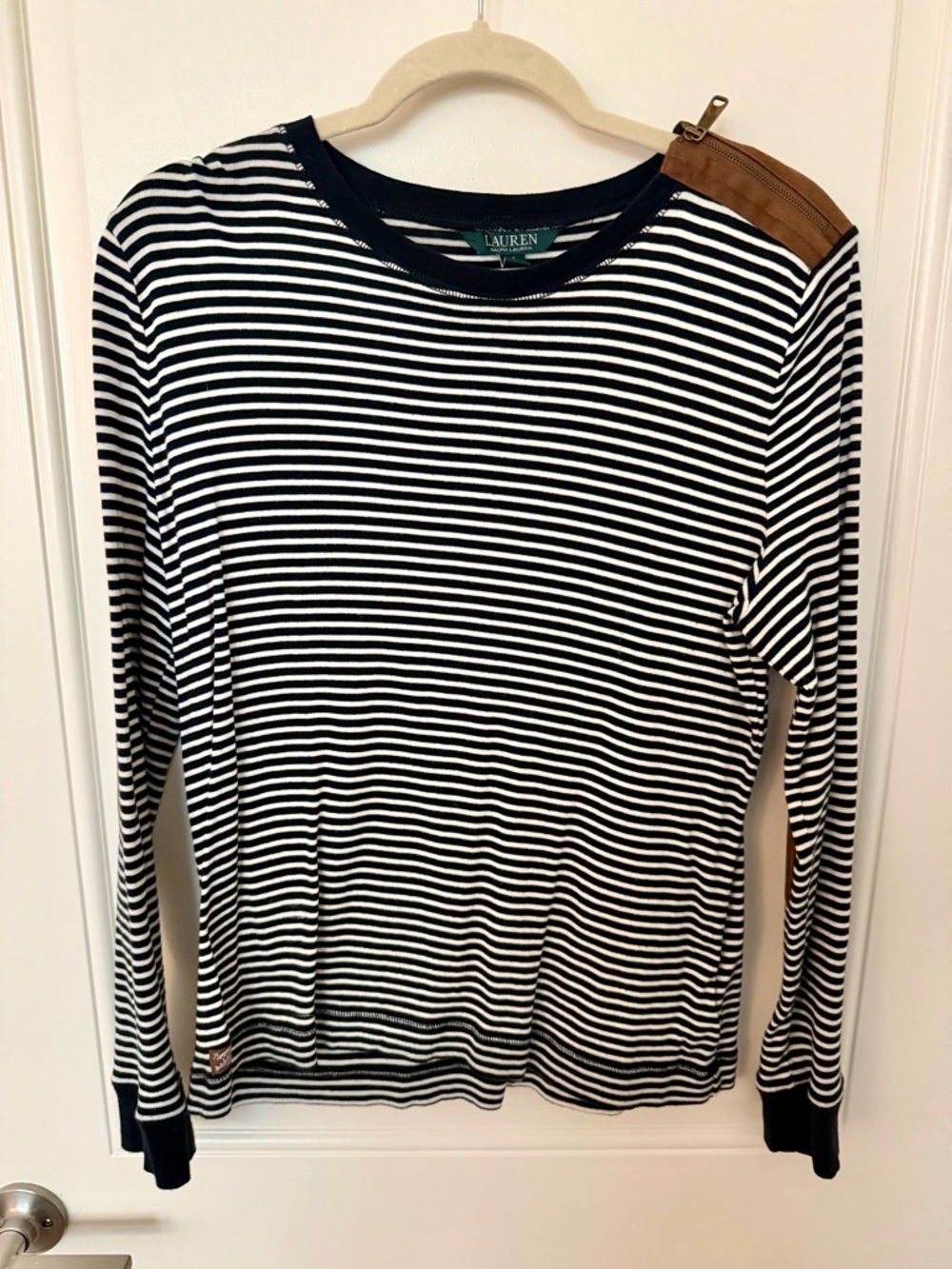Ralph Lauren Black & White Striped Long Sleeve Top